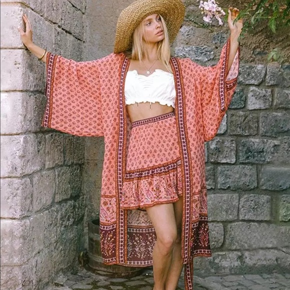 Beautiful teal or desert sunset Cover up kimono - Picture 4 of 8